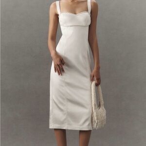 BHLDN Cream Midi Dress with Pearls